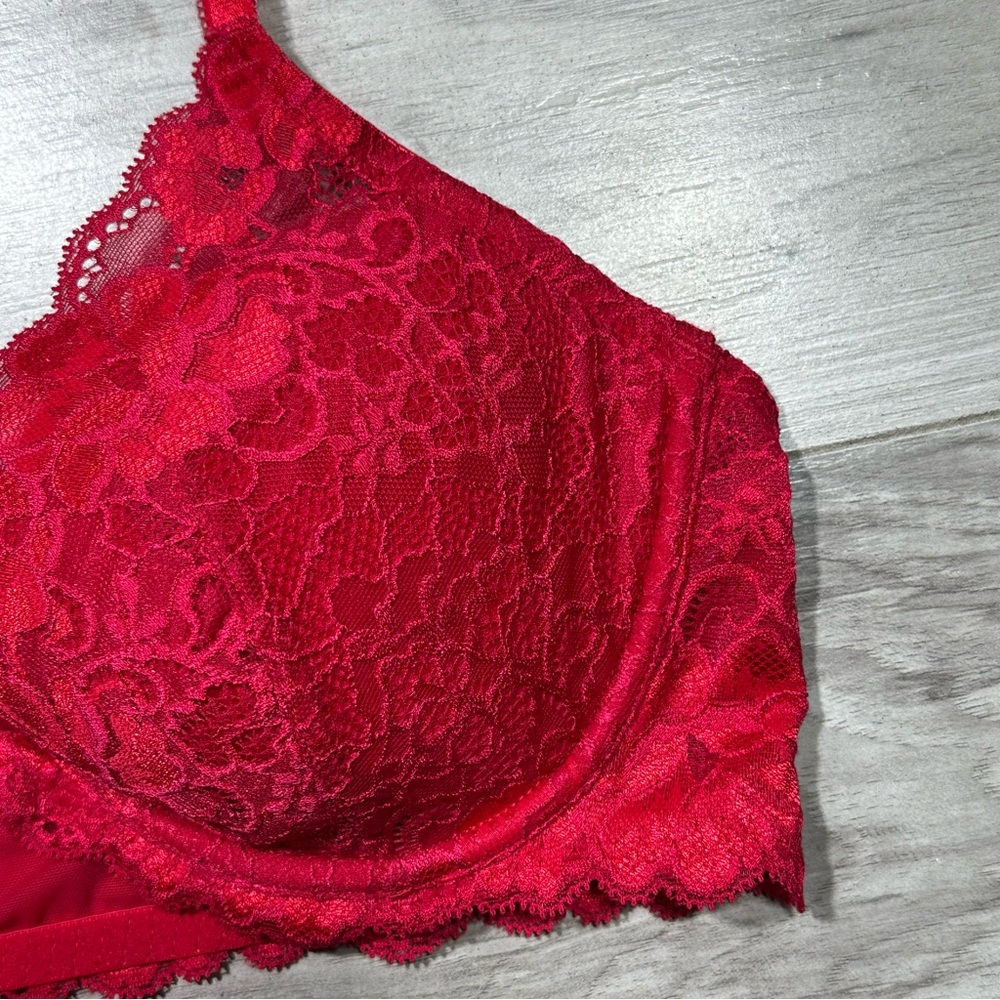 ADORE ME Red Lace Front Closure Underwire Racerback Bra 36C - Picture 4 of 11